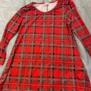Plaid Red and Green Midi Dress